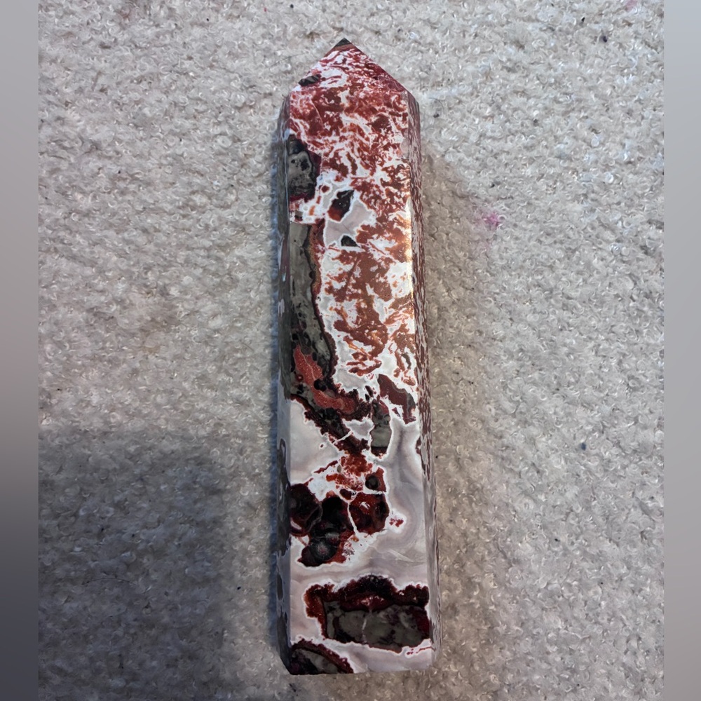 6.5 inch Polychrome Jasper Crystal Point tower - Red, White, Gray